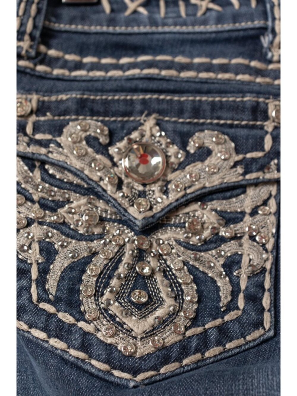 Y2K Capri Jeans, Low Rise Sequin Straight Leg, Size 5 - Picture 14 of 16